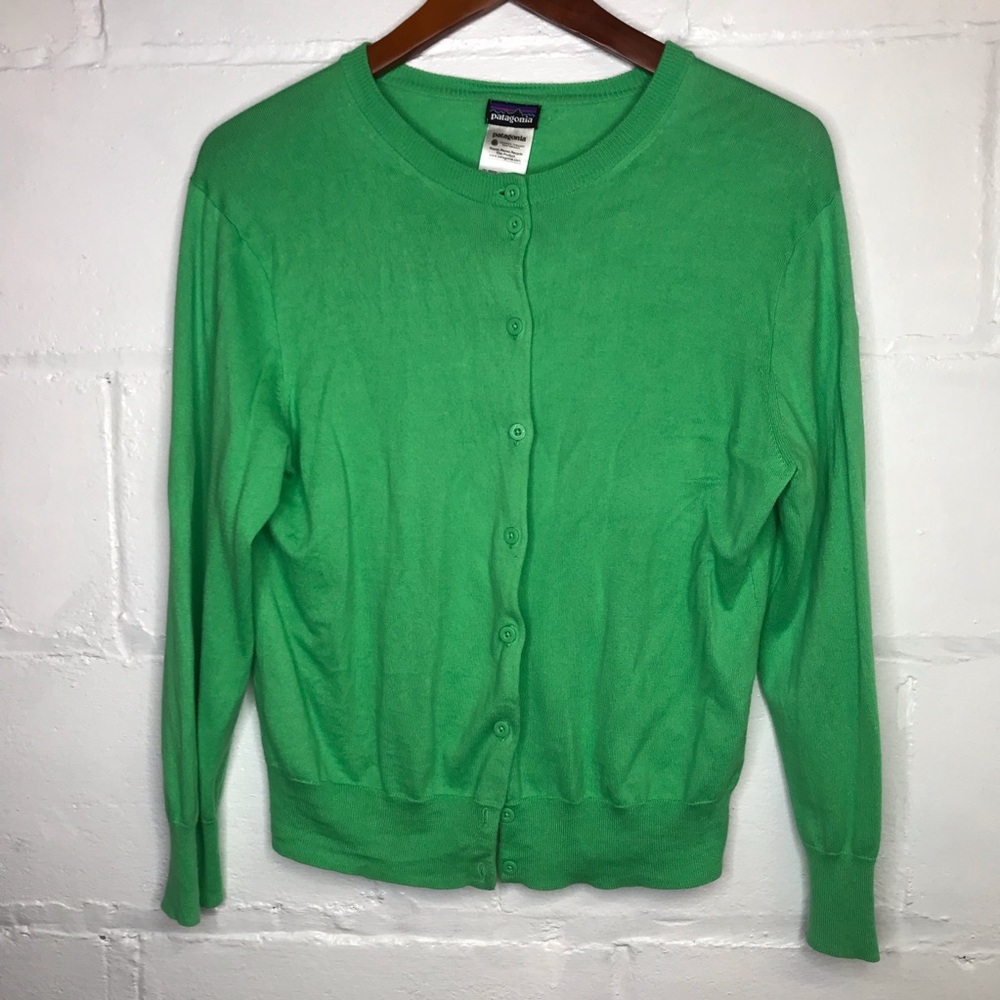 Patagonia Green Organic Cotton Button Front Cardigan Sweater